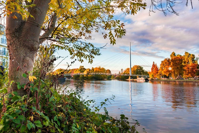 overlooking the river