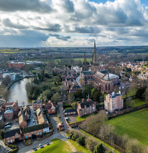 City of Lichfield with the Cathedral in the foreground