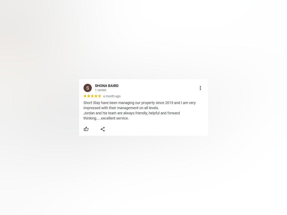 A 5 star google review from Shona about st andrews property co