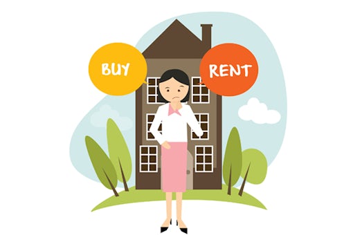 buy or rent house home apartment woman decide vector illustration buying renting
