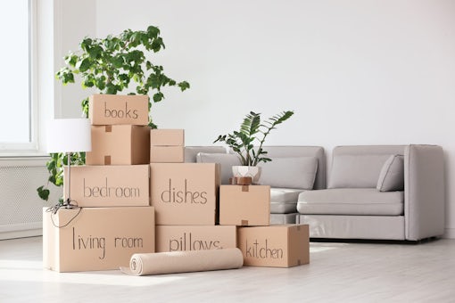 Essential Packing Tips For Your House Move In Swansea, Sketty and Mumbles. Cardboard boxes in a new home for rent in Sketty.