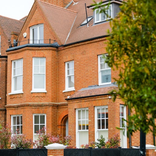 LONDON- Street of large family homes in NW3 Hampstead / Belsize Park area of Camden, north west London