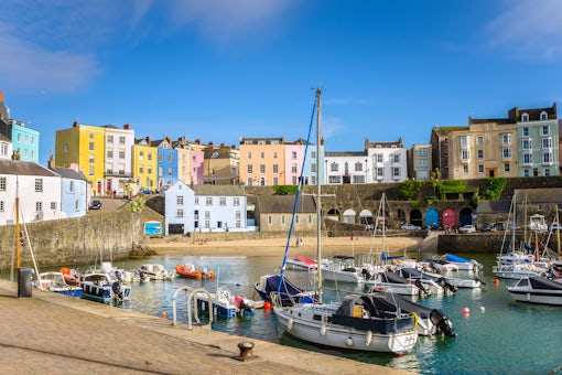 Old Town Tenby, Wales, on a Clear Spring Day