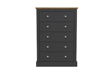 Devon Charcoal and Oak 5 Drawer Chest