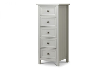 Maine Dove Grey 5 Drawer Tall Chest