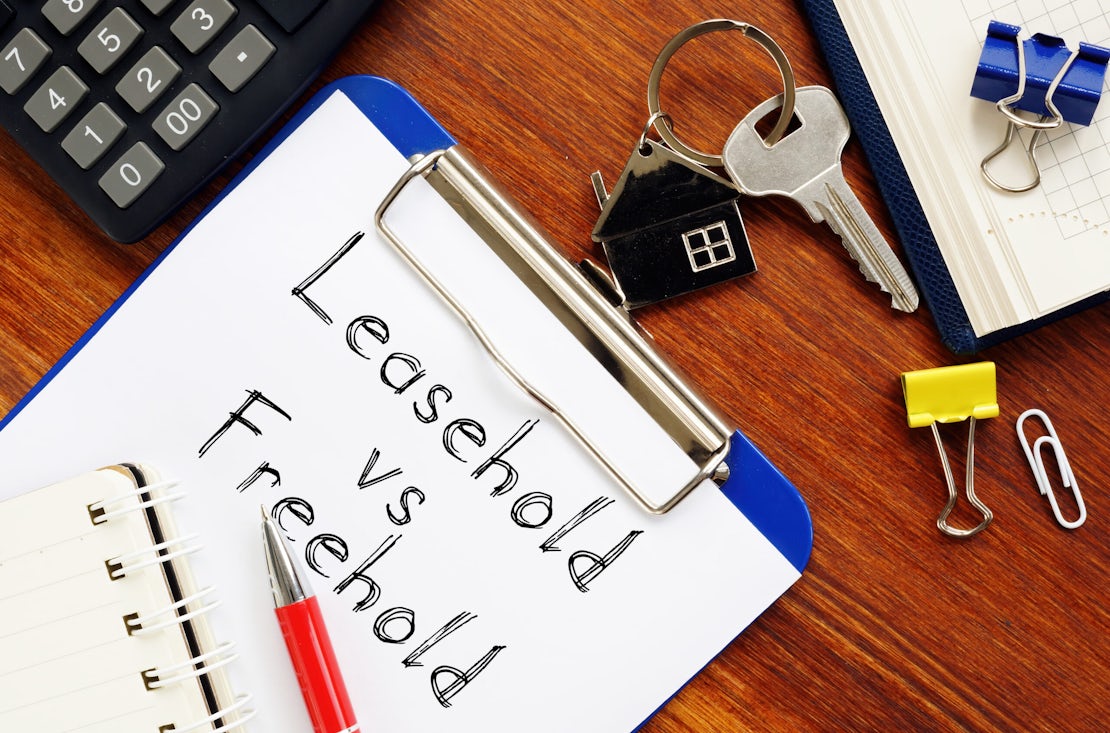 Leasehold vs Freehold is shown on the business photo using the text