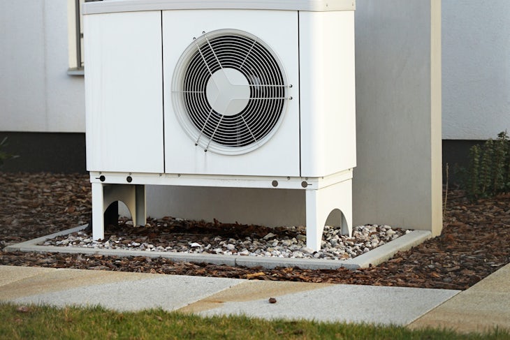 Heat pump reduce living cost in modern house of future, green re