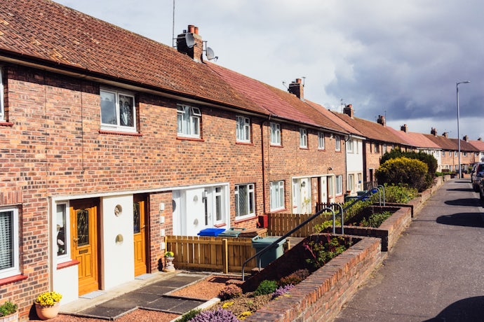 Traditional UK terraced housing suitable for HMO rental properties for landlords and tenants.