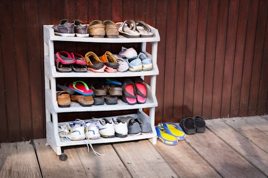A shoe rack that enhances the space on your property.